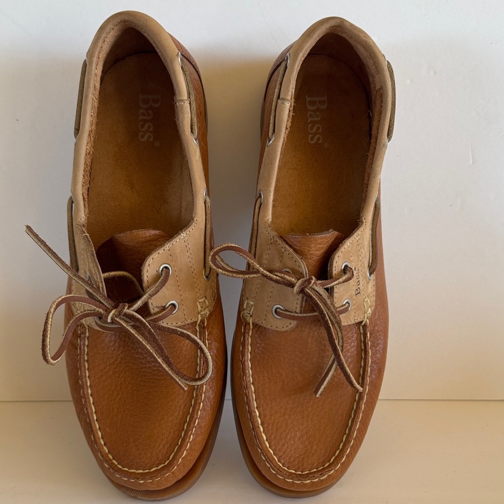 Bass Men's Leather Boat Shoes in Tan and Brown
